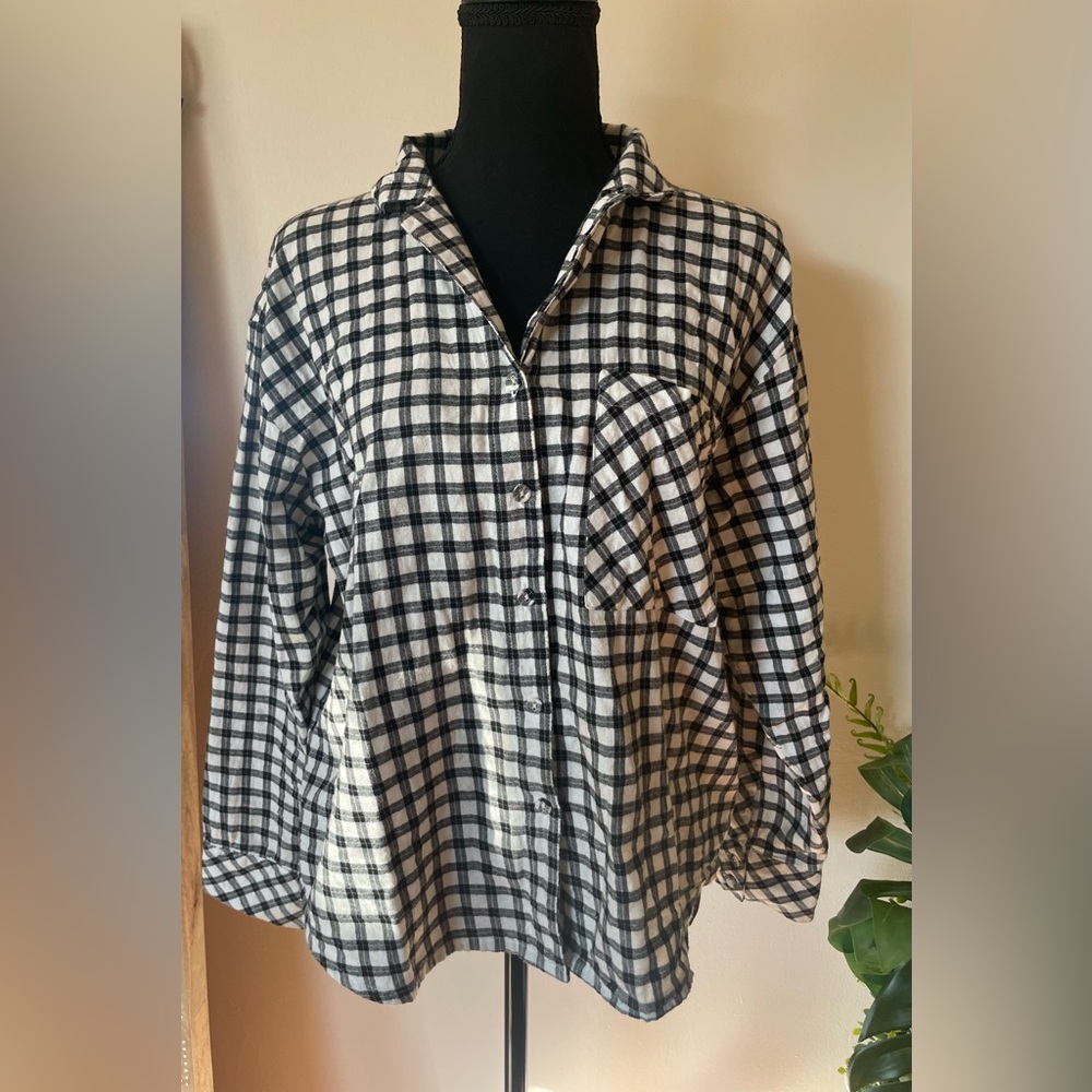 Auden Black and White Checkered Button-Up Shirt